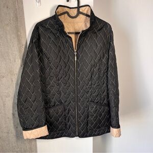 Pizzaz Reversible Diamond Quilted Jacket Black & Beige Size L
